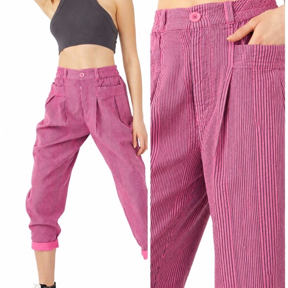 Free People Pink Striped Trousers Make a Stand